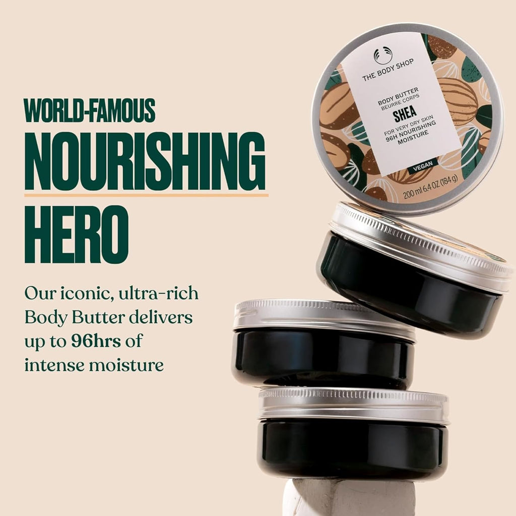 The Body Shop Body Butter | 96Hr Nourishing Moisture For Dry Skin | Non-Greasy With Shea Butter For Smoother Softer Skin, Vegan, 200 Ml / 6.4 Oz