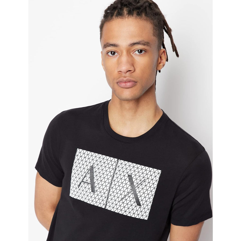 Armani Exchange Men'S Crew Neck Logo Tee T Shirt Grid Logo
