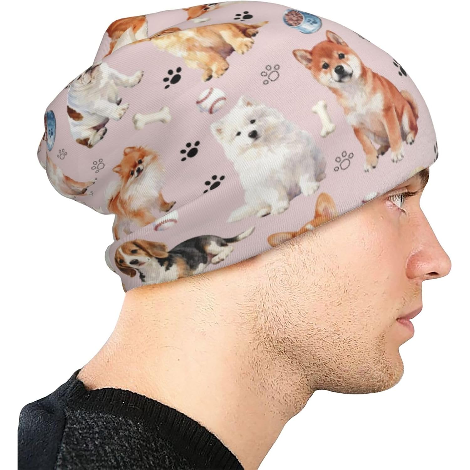 Beanie Hat Skull Cap Chemo Hat Slouchy Cap Headwear Stretch Knitted Hats Dog