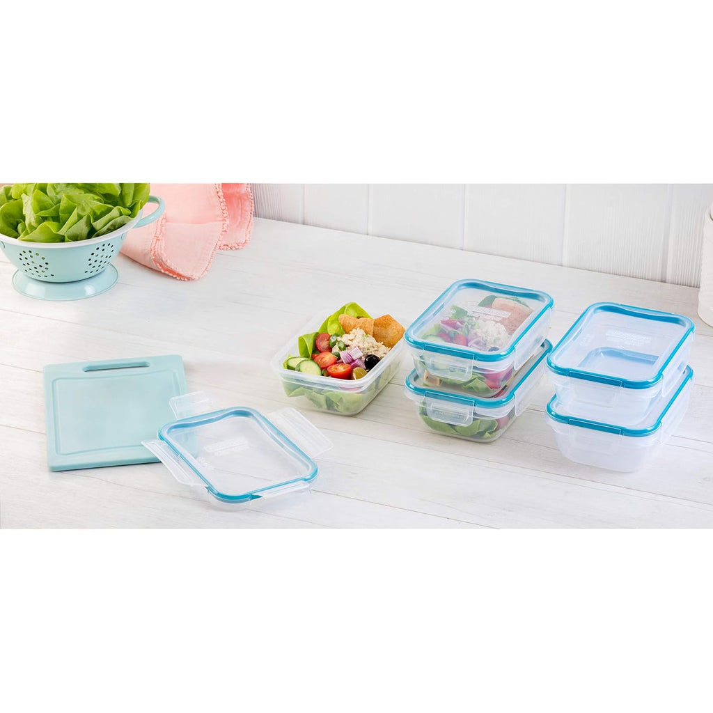Snapware Plastic Total Solution 5-Pack (3-Cup) Food Storage Containers Set, Leakproof & Airtight Plastic Locking Lids Rectangular Tupperware, Non-Toxic Bpa-Free Lids, Microwave Dishwasher Freezer Safe