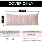 Otostar Corduroy Decorative Lumbar Throw Pillow Cover 14X36 Inch Super Soft Boho Striped Rectangle Pillow Covers Case Modern Cushion Covers For Sofa Couch Bedroom Car Decor Pink