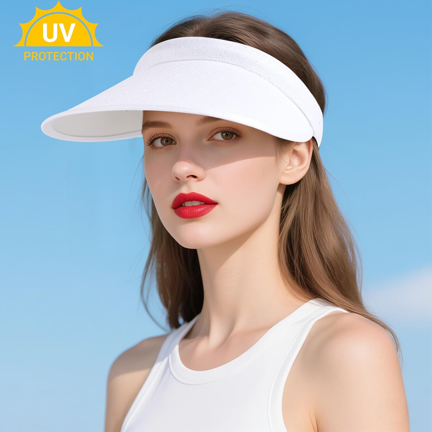Dxhycc 3 Pack Sun Visor Hats for Women Men Clip On Wide Brim Visors Outdoor Golf Beach Tennis Cap