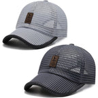 stablerice 2 Pieces Summer Mesh Baseball Cap for Men Women Adjustable Breathable Caps Casual Trucker Mesh Hat Baseball Hats Navy Blue, Light Grey