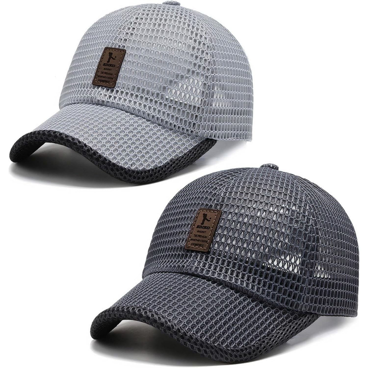 stablerice 2 Pieces Summer Mesh Baseball Cap for Men Women Adjustable Breathable Caps Casual Trucker Mesh Hat Baseball Hats Navy Blue, Light Grey
