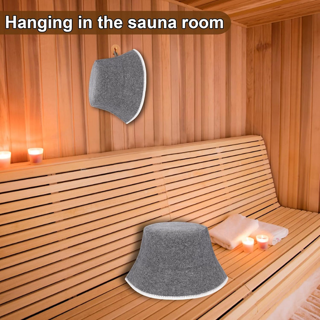 Sauna Hat For Women And Men, Natural Wool Felt Sauna Cap, Sauna Bucket Hat