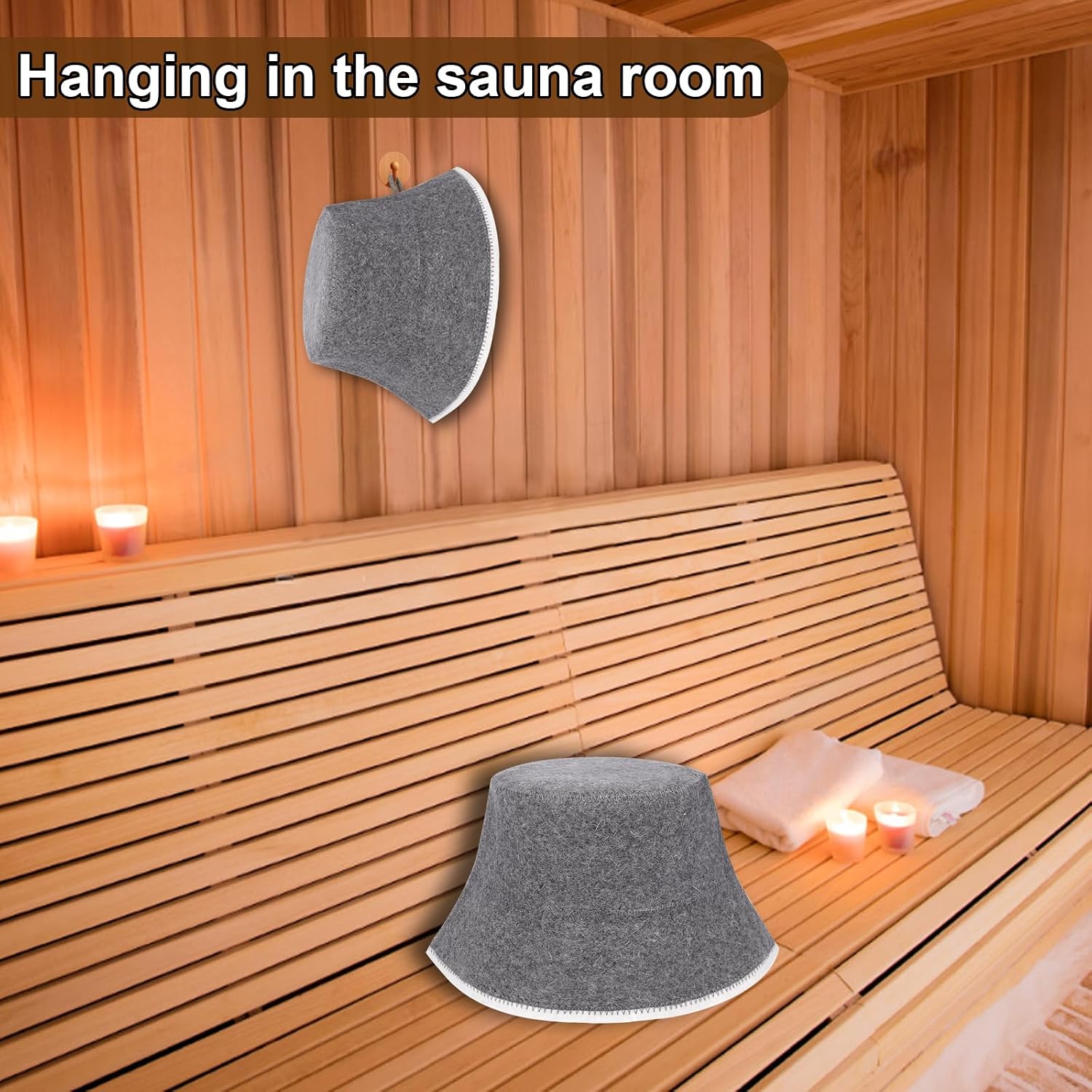 Sauna Hat For Women And Men, Natural Wool Felt Sauna Cap, Sauna Bucket Hat