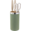 Knife Block Without Knives, Olulu Universal Round Knife Block Holder, Spacing Saving Knife Storage Organizer Stand Rack For Countertop (Stylish Green+Yellow Color)