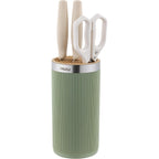 Knife Block Without Knives, Olulu Universal Round Knife Block Holder, Spacing Saving Knife Storage Organizer Stand Rack For Countertop (Stylish Green+Yellow Color)