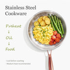 CAROTE 3-Piece Tri-Ply Stainless Steel Frying Pan Set, Skillet Set 8"/10"/12", Induction Compatible, Oven & Dishwasher Safe, Gold Handle, Mothers Day Gifts