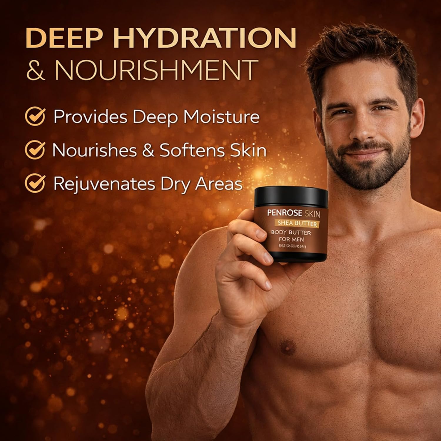 Body Butter, Penrose Skin Body Butter For Men, Scents Body Cream With Shea Butter, Cocoa Butter & Coconut Oil, Hydration That Hits & Long-Lasting Scent & Non-Greasy (1 Pcs)