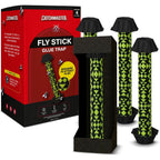 Catchmaster Fly Stick 4-Pack, Sticky Hanging Fly Traps Indoor & Outdoor | High-Contrast Design Attracts And Hides Flies; Unscented; Captures Flies, Gnats & Insects; Heavy Duty Glue; Hang Or Stand
