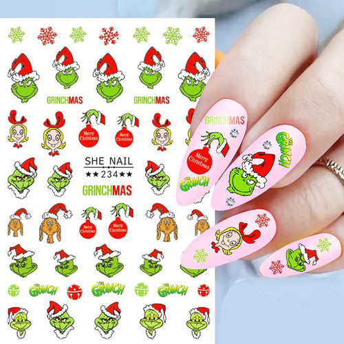 7 Sheets Christmas Nail Decals Stickers for Nail Art Design Holiday Decoration Accessories for Women Girls Kids 3D Self-Adhesive