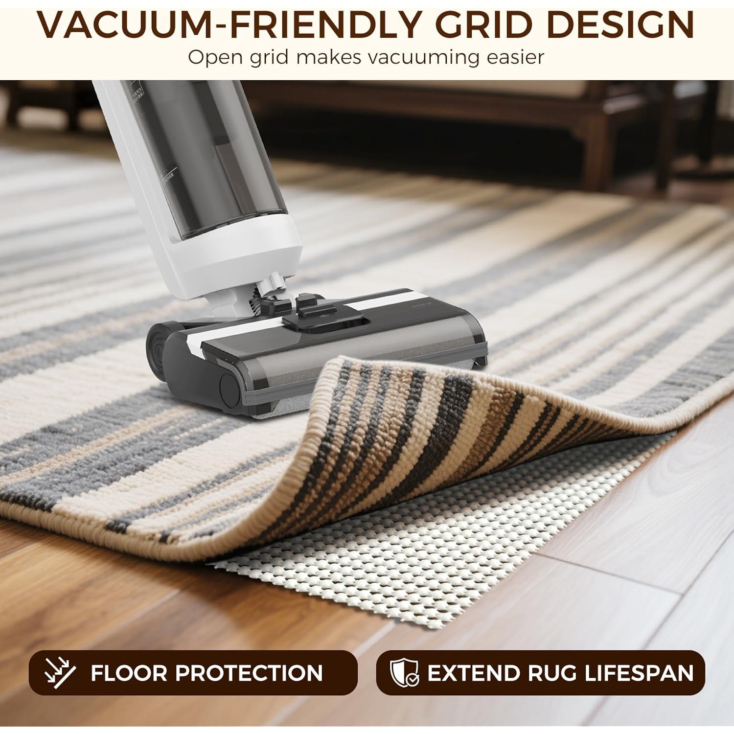 BAGAIL BASICS 8 x 10 FT Rug Pad Gripper for Hardwood Floors, Non Slip Rug Pads for Area Rugs, Extra Thick Under Rug Padding, Protect Your Rugs & Floors
