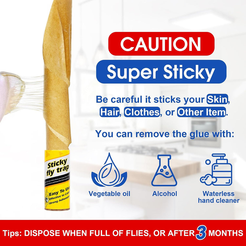 16 Pack Fly Strips Indoor Hanging Fly Trap Outdoor Sticky With Pins | Gnat Traps Fly Paper Tape Catcher Ribbon For Winged Insect & Mosquito For Orchard Farm Garage Kitchen