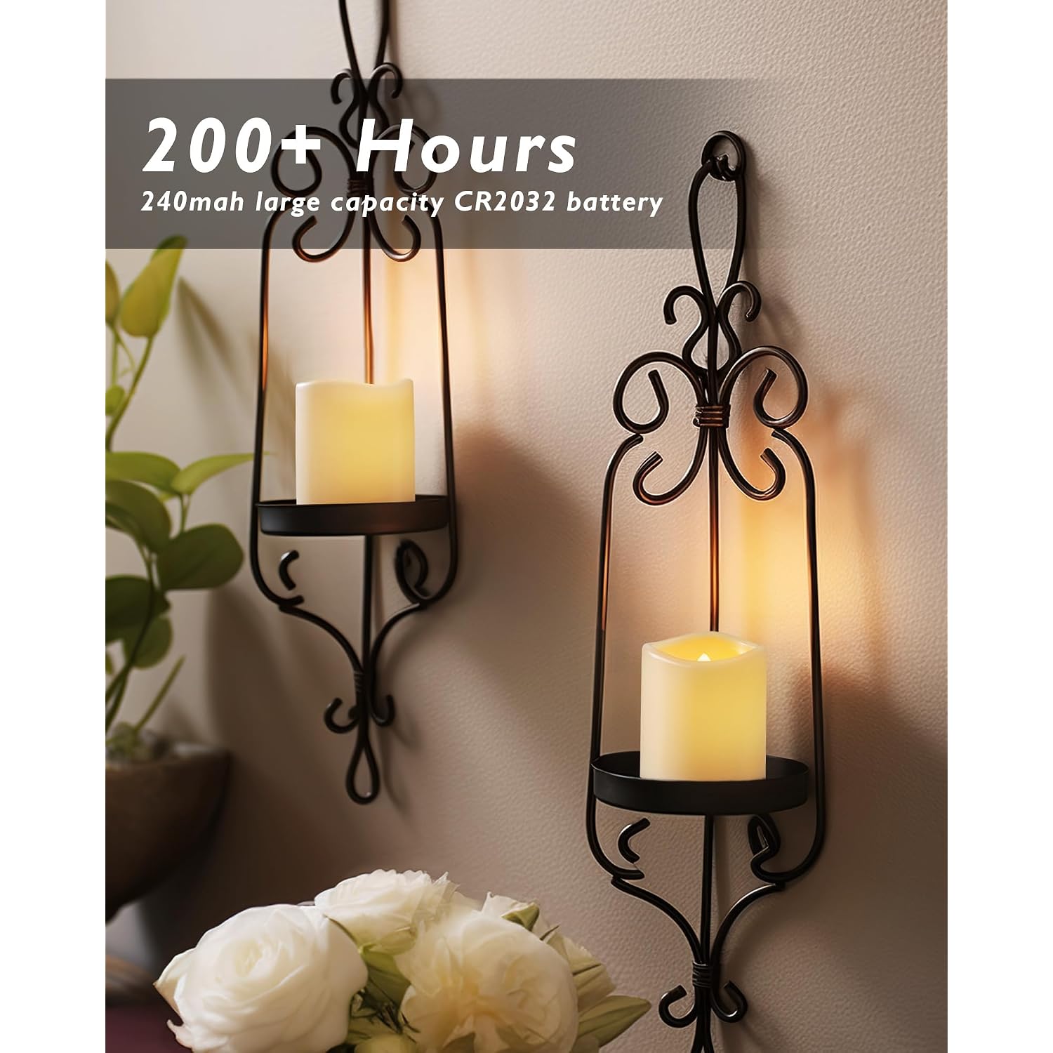 Homemory 24Pack Flickering Flameless Votive Candles For Wedding Decoration, 200+Hour Warm White Battery Operated Led Tealight, Electric Fake Candles For Party, Receptions, Halloween, Christmas
