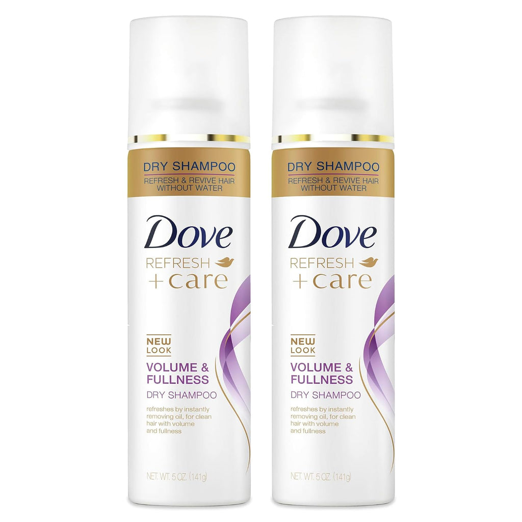 Dove Dry Shampoo Spray, Volume & Fullness, Absorbs Oil To Refresh Hair Without Washing, 5 Oz (2-Pack)