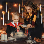 Flameless Floating Candles With Wand，20 Pcs Magic Led Hanging Taper Candles，Flickering Battery Operated Taper Candle With Wand Remote For Halloween Decorations Best Gift（White）