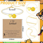Tondiamo 12 Sets Baseball Volleyball Softball Soccer Tennis Bracelet for Women Dainty Gold Plated Heart Bracelets Sport Lovers Gifts with Inspirational Cards Sports Jewelry Gifts