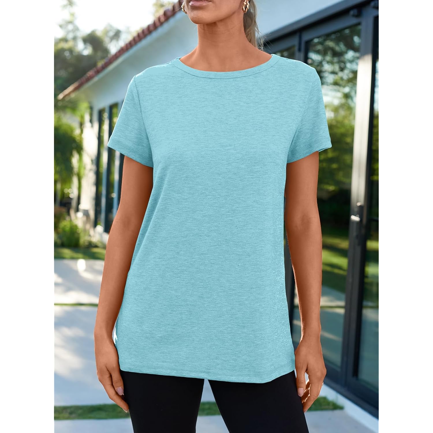 Automet Women'S Short Sleeve Shirts Summer Tops Crew Neck Basic Tees Casual Tshirts