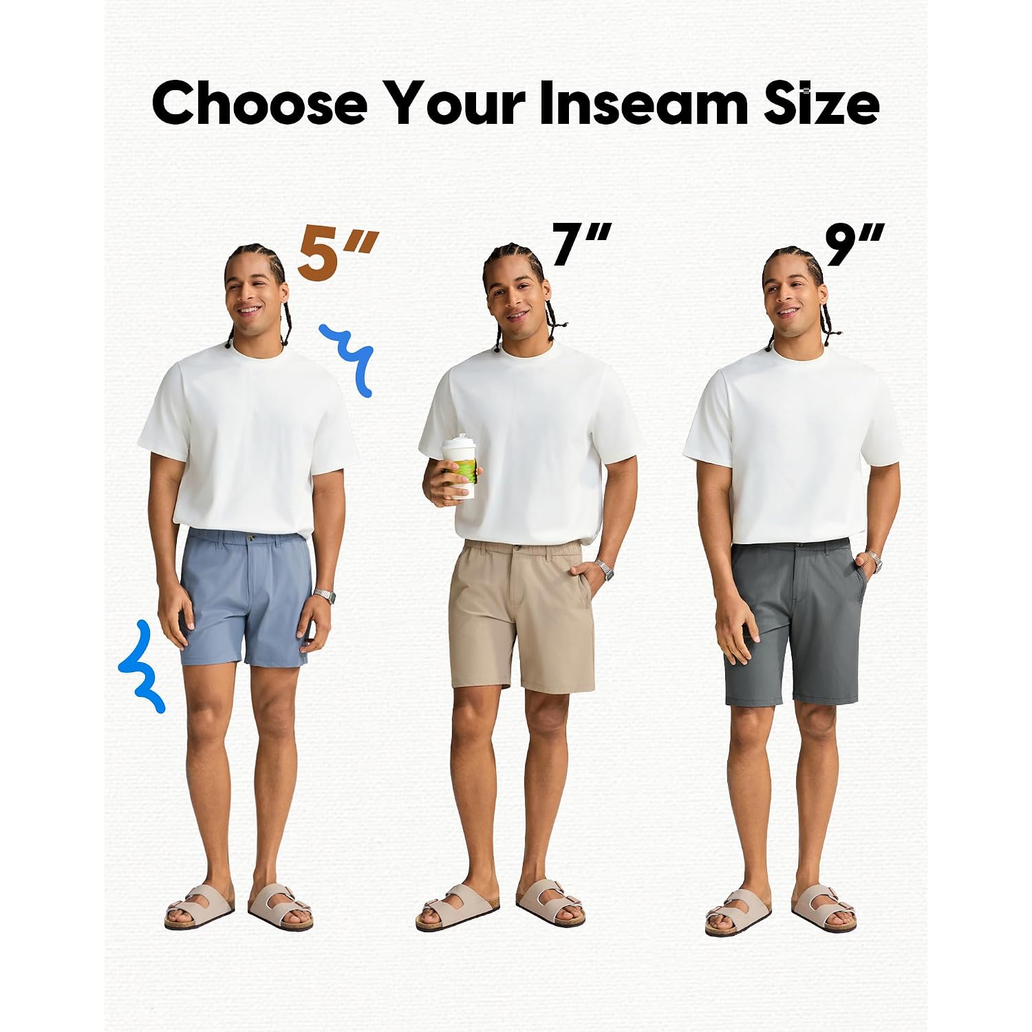 Maamgic Men’S Casual Shorts, 5"/7"/9" Stretch Summer Shorts, Durable Quick Dry Khaki Shorts With Elastic Waist