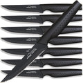 Amorston Steak Knives, Steak Knives Set of 8, Stainless Steel Steak Knife Set, Serrated Knives Dishwasher Safe, Elegant Black Mothers Day Gifts for Women