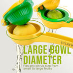 Zulay Metal 2-In-1 Lemon Squeezer Manual - Sturdy, Max Extraction Hand Juicer Lemon Squeezer Gets Every Last Drop - Easy To Clean & Use Citrus Juicer-Yellow/Green