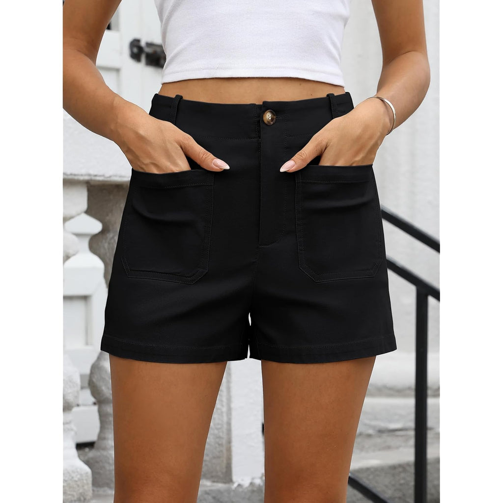Shorts for Women Dressy Stretchy Comfort Business Casual Work 2026 Summer Cute Wrinkle-Free Shorts with Flat Pockets