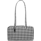 Lightweight Nylon Bowler Bag For Women, Casual East-West Shoulder Handbag Featuring Charm Loop, Everyday Tote Bag