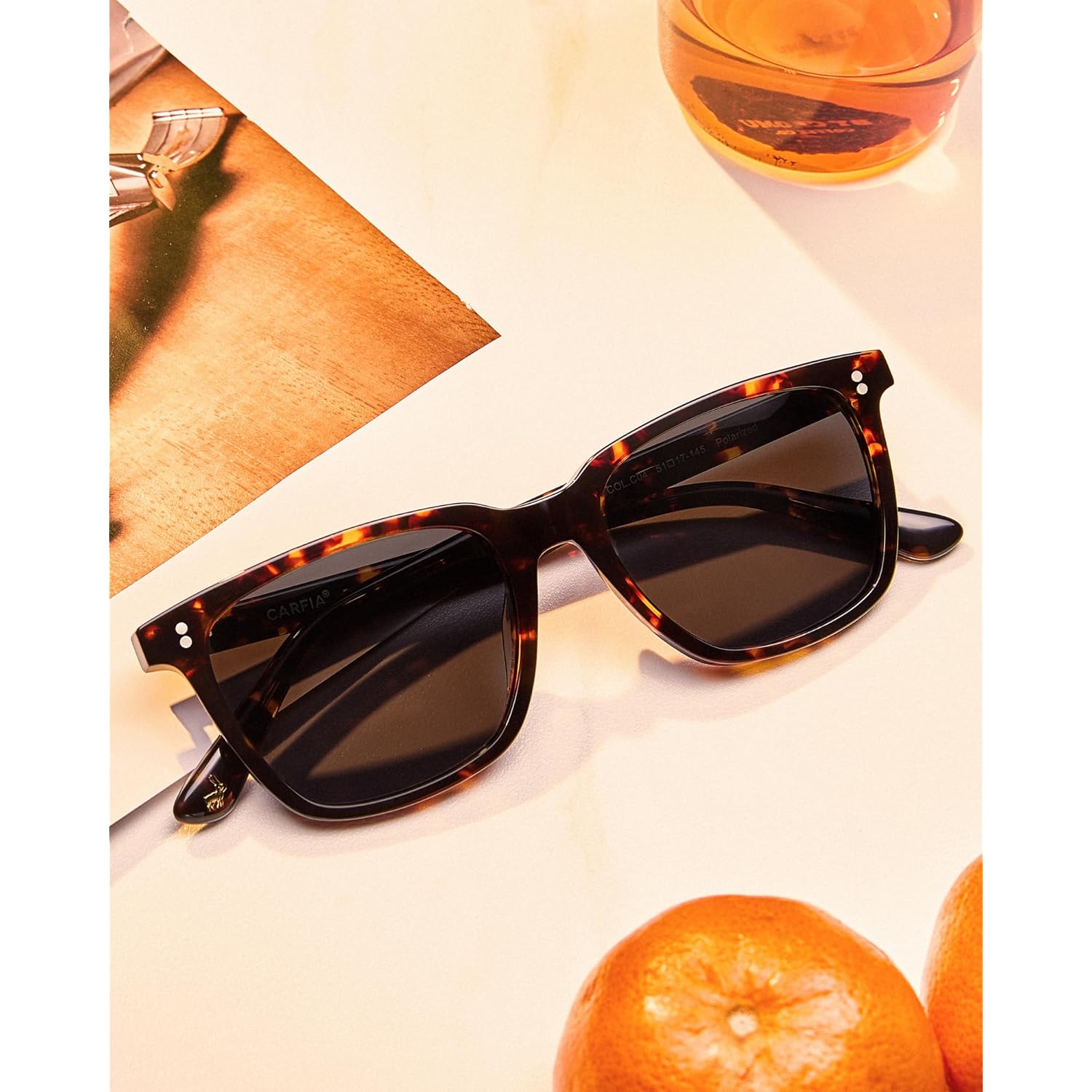 CARFIA Polarized Sunglasses for Women: Acetate, Small/Medium Size, UV400 Anti Glare CA5354