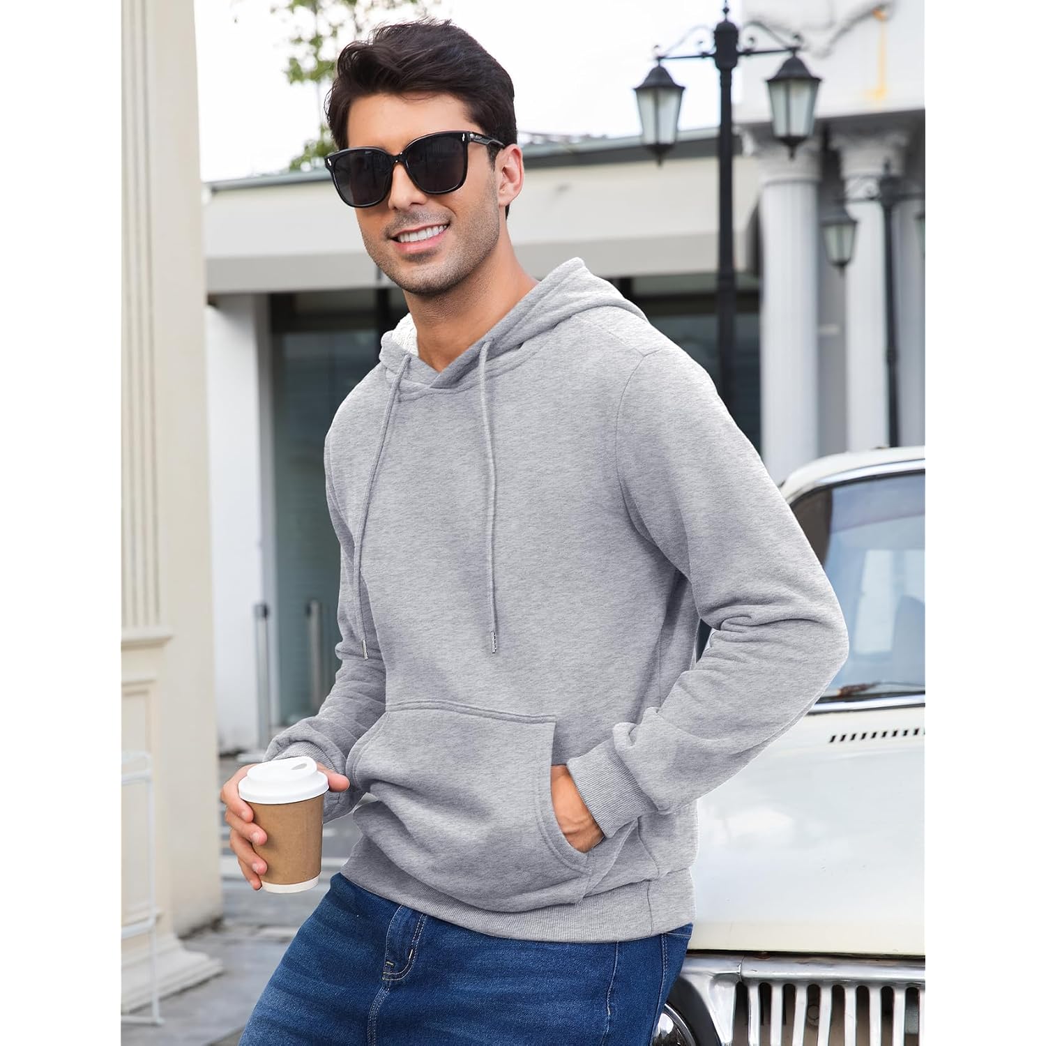 Flygo Mens Active Hoodies Fleece Lined Hoodie Lightweight Casual Athletic Workout Long Sleeve Hooded Sweatshirt