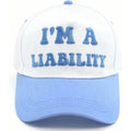 Hat Funny Embroidered Trucker Hat Adjustable Two Tone Snapback Canvas Baseball Cap for Womens Blue-i'm a Liability
