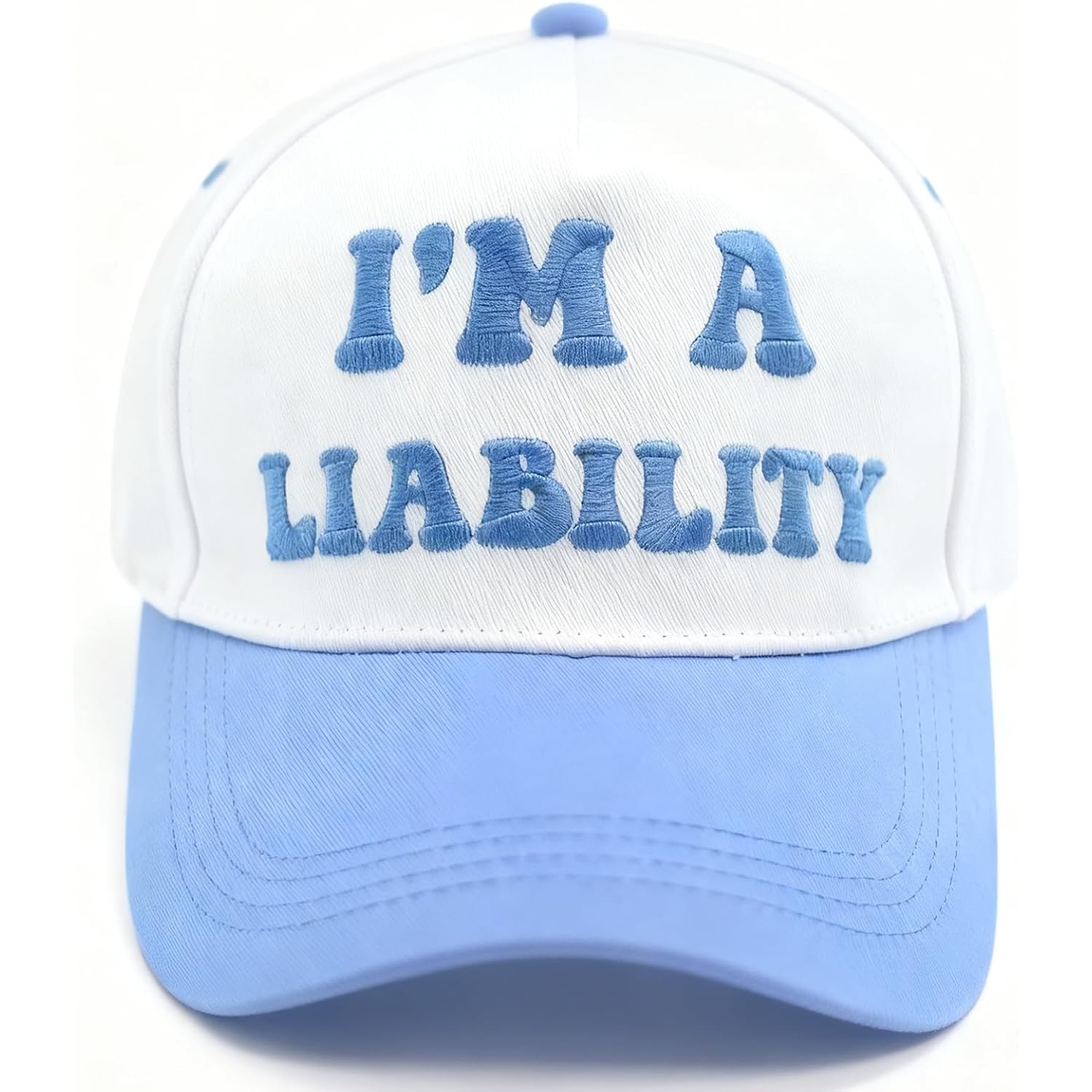 Hat Funny Embroidered Trucker Hat Adjustable Two Tone Snapback Canvas Baseball Cap for Womens Blue-i'm a Liability