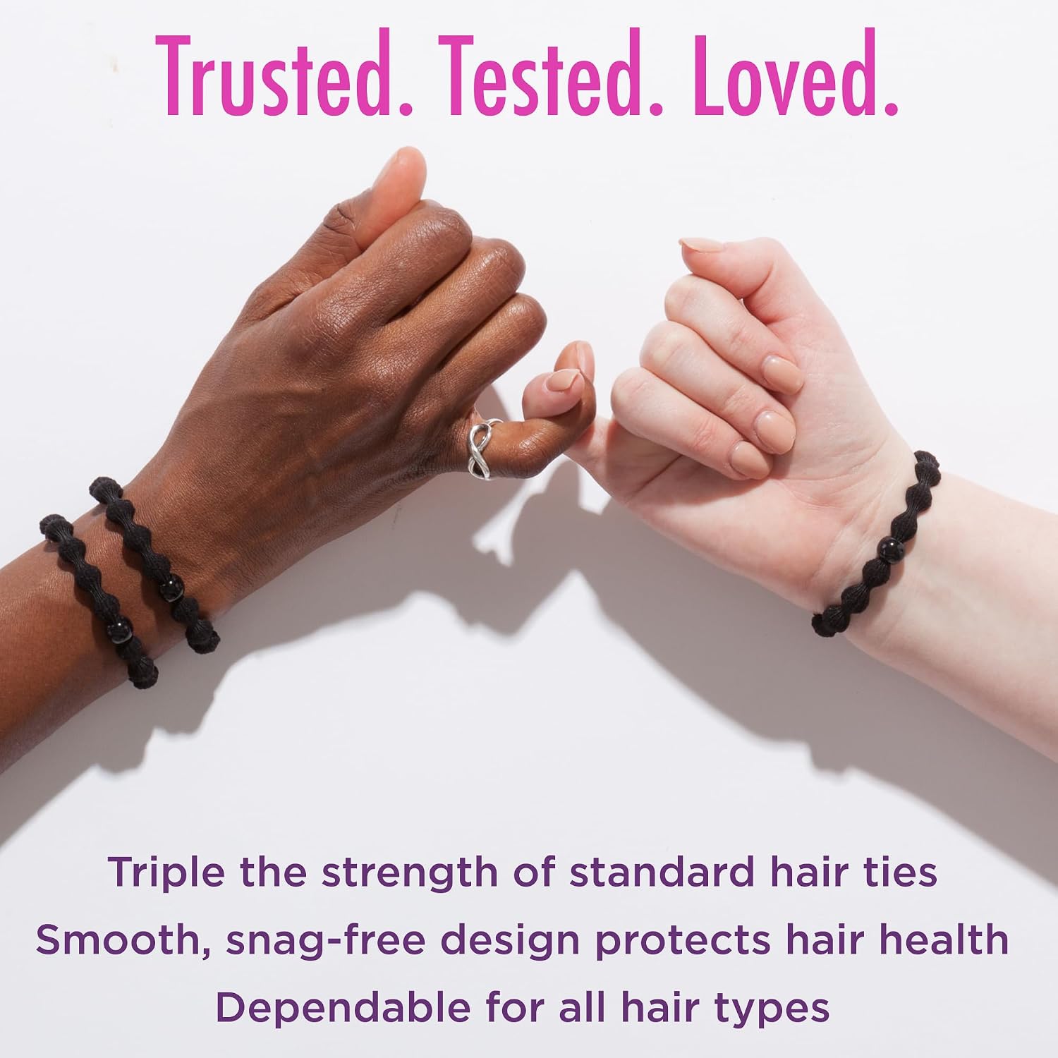 Goody Ouchless Forever Hair Elastics, 10 Ct, Black, Damage-Free Bands, 3X Stronger Elastic Ties, Retainable Shape, 16 Strand Inner Core, Styling Accessories For Women & Men, All Hair Types