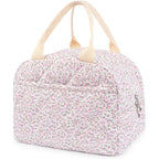 Dark Swan Cotton Quilted Insulated Lunch Bag, Cute Quilted Floral Tote Bags Reusable Lunch Box Coquette Aesthetic Large Capacity Insulated Cooler For Women Work Travel Picnic (Pink)
