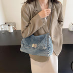 Large Denim Purses For Women Denim Tote Bag Casual Retro Crossbody Lightweight Shoulder Bag Canvas Handbags