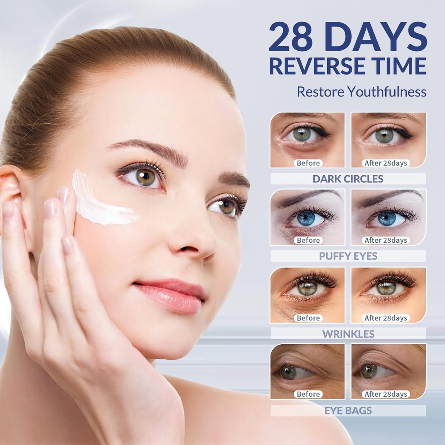 Multi-Peptide & Retinol Eye Cream,Electric Massage Eye Cream With Caffeine,Niacinamide,Vitamin C & For Dark Circles, Puffiness Puffy Bags & Wrinkles ，Anti-Aging Eye Cream For Fine Lines, 0.7 Fl.Oz