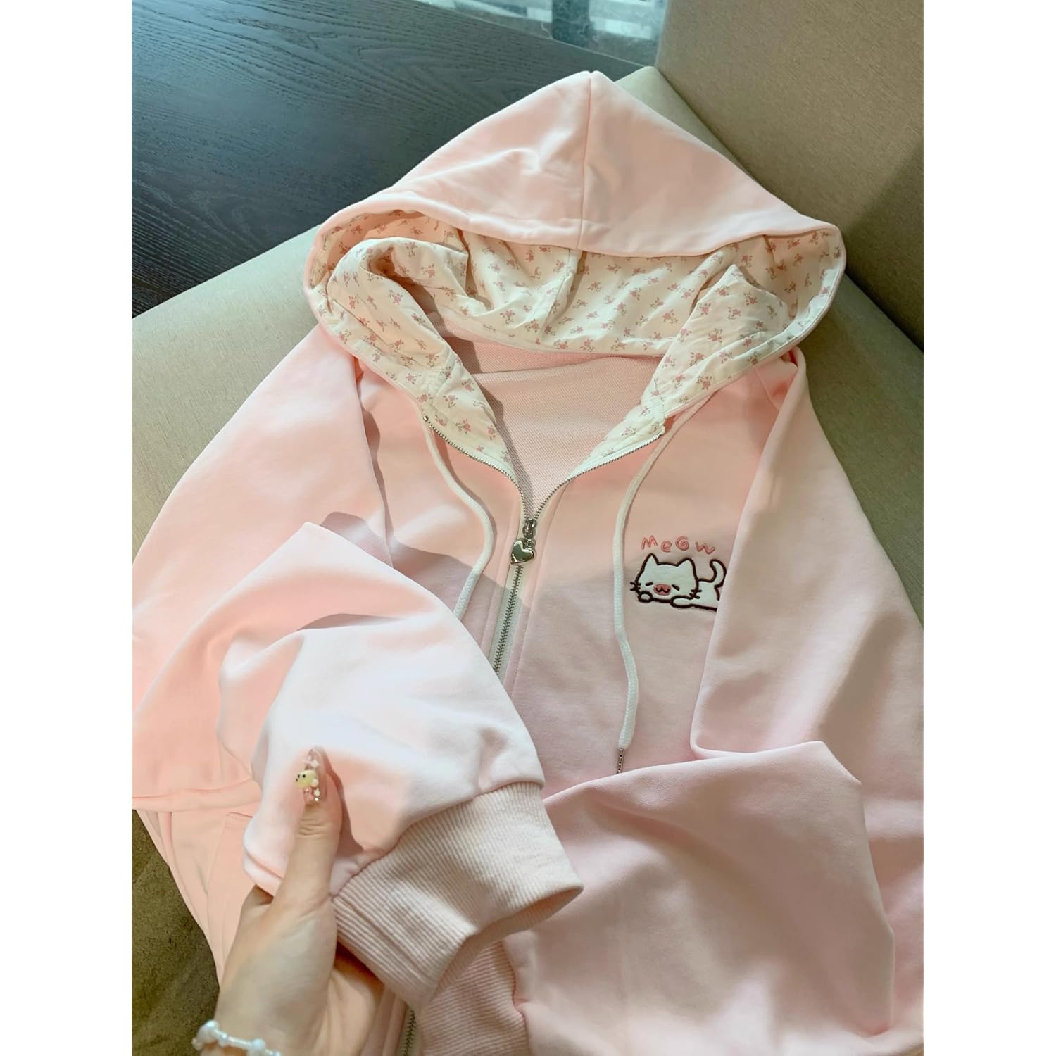Y2K Zip Up Hoodie Jojifuku Cutecore Kawaii Hoodie Clothes Women Long Sleeves Tops Graphic Cutecore Shoujo Clothes