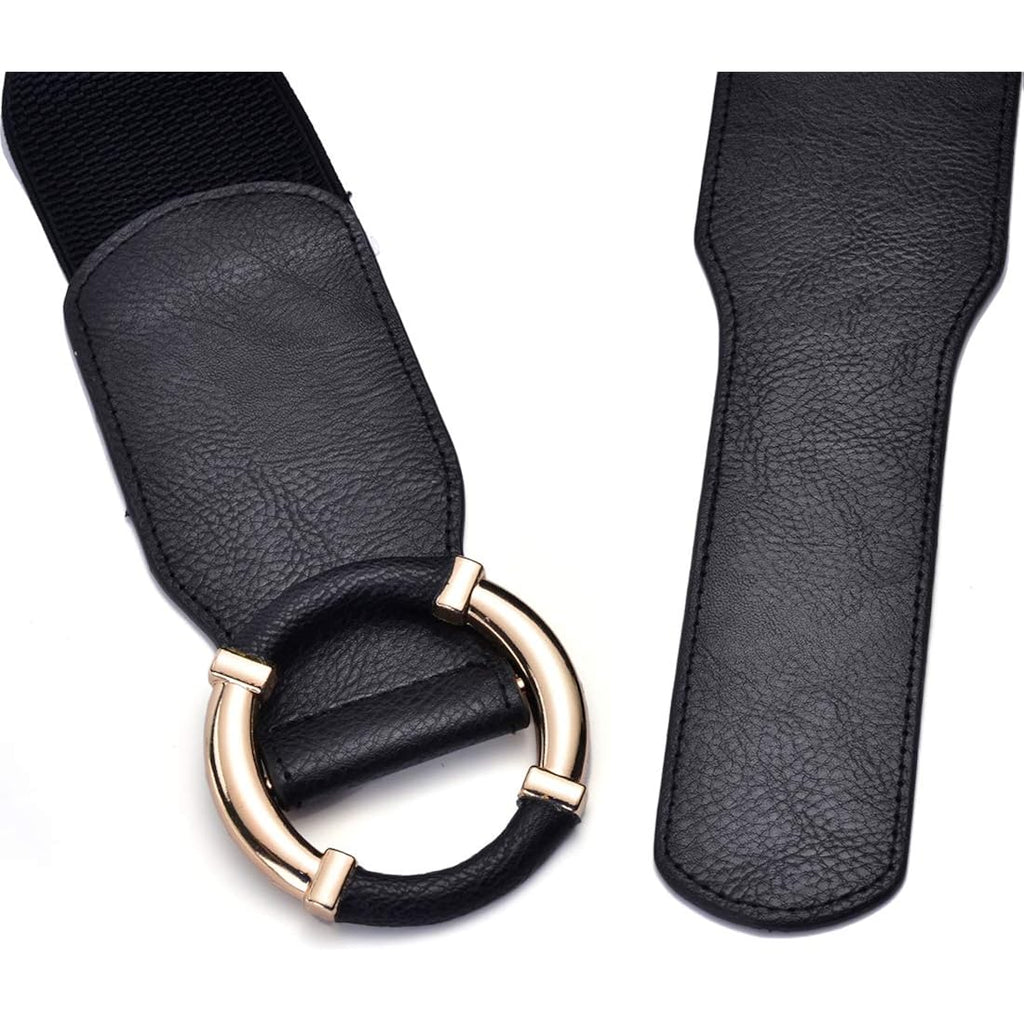Beltox Women Elastic Belt Dress Stretchy Wide Waist Vintage Thick Cinch PU Leather