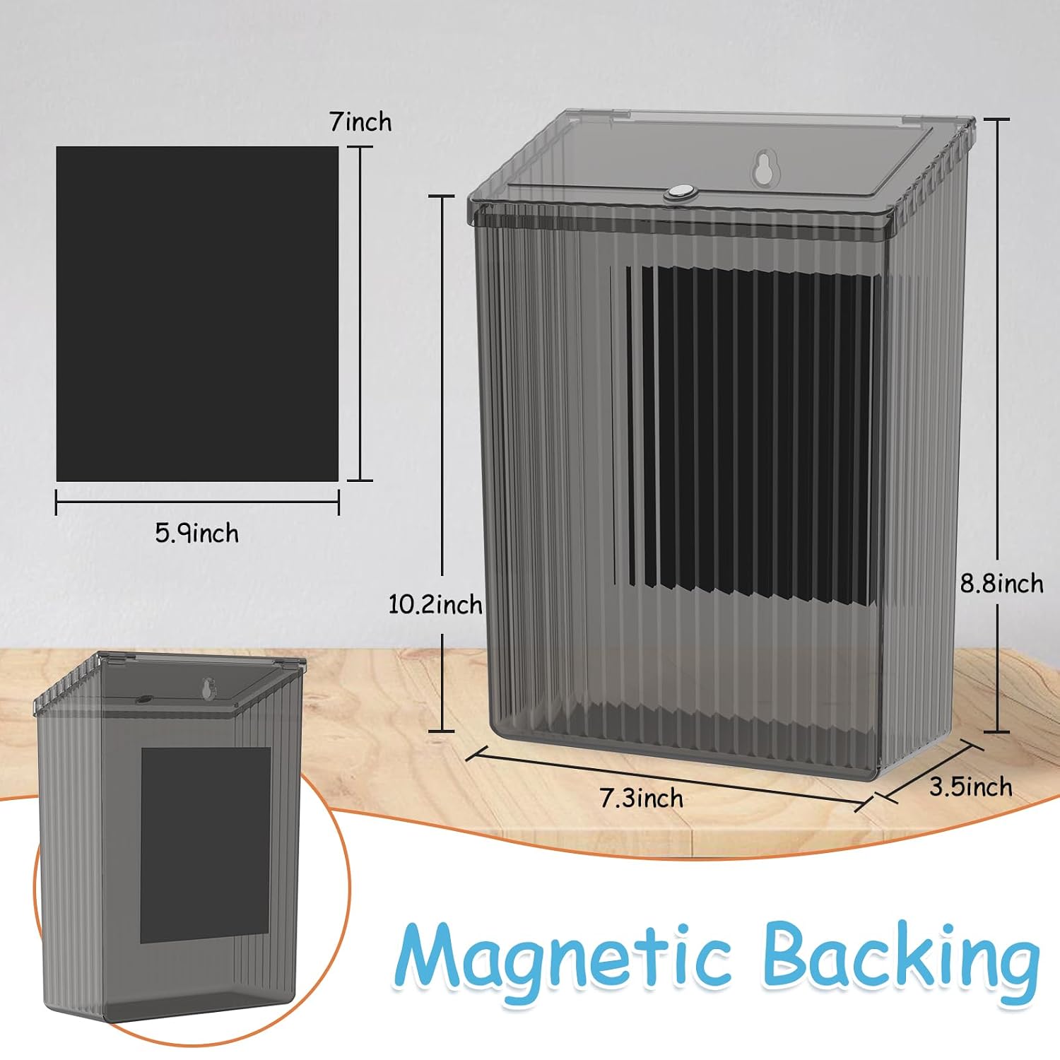 Sealegend Magnetic Trash Can With Lid, Space Saving Lint Bin Black | Wastebasket For Kitchen, Refrigerator, Cabinet, Bathroom & Laundry Room