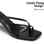 Dream Pairs Kitten Heels For Women Flip Flops Slip On Low Heels Open Square Toe Thong Heeled Strappy Sandals Slides Comfortable Dress Shoes