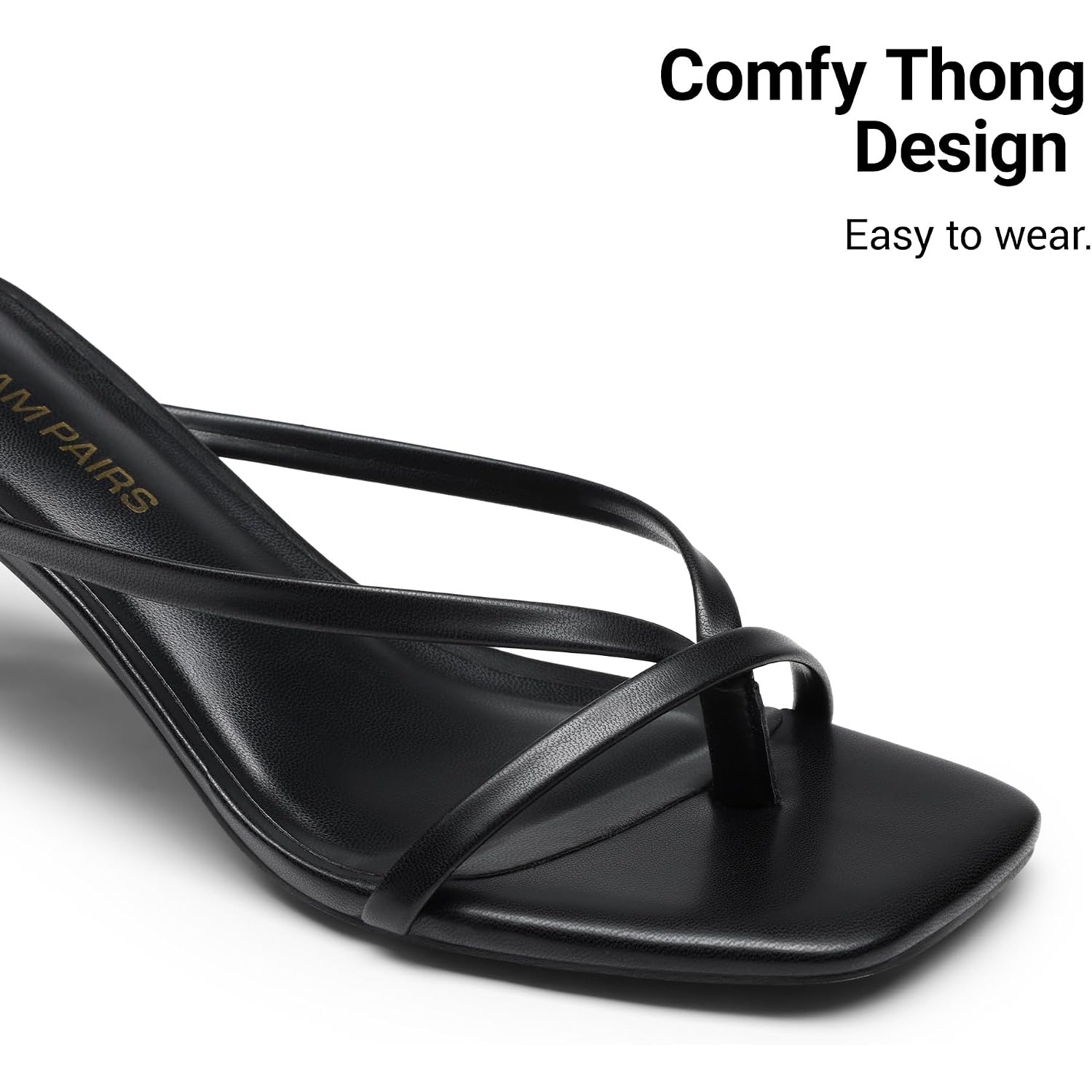 Dream Pairs Kitten Heels For Women Flip Flops Slip On Low Heels Open Square Toe Thong Heeled Strappy Sandals Slides Comfortable Dress Shoes