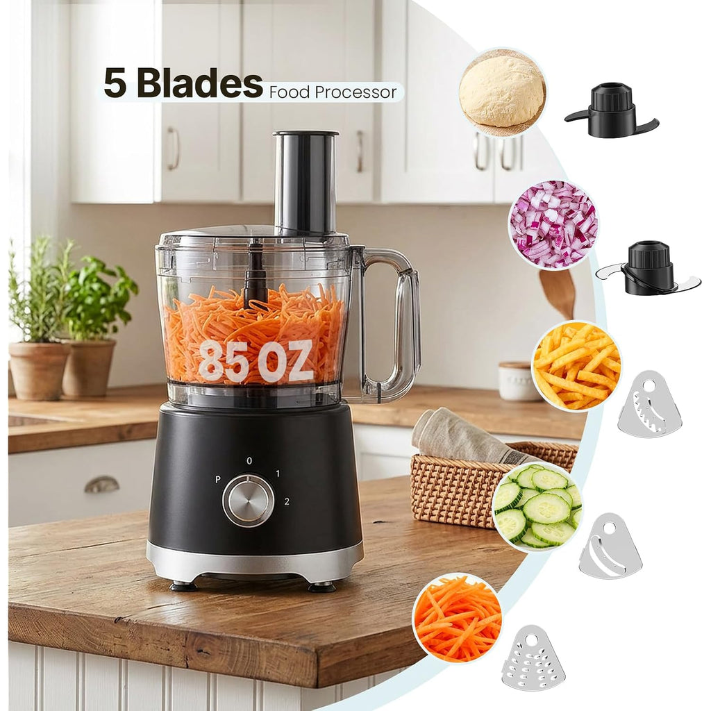Olixis Food Processor 10.5 Cups, 600W Powerful Food Processors With 5 Blades, Dishwasher Safe Meat Grinder For Slicing, Shredding, Chopping, Kneading, For Meat, Vegetables, Fruit, Dough