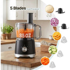 Olixis Food Processor 10.5 Cups, 600W Powerful Food Processors With 5 Blades, Dishwasher Safe Meat Grinder For Slicing, Shredding, Chopping, Kneading, For Meat, Vegetables, Fruit, Dough