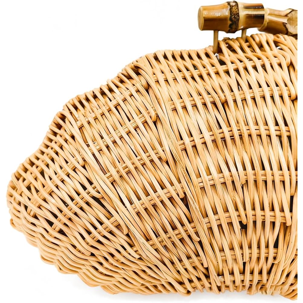 Cuxva Handwoven Shell Rattan Clutch For Women Summer Beach Straw Bags Sea Shell Clutch Purse