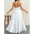 Narecte Women'S Maxi Summer Dresses Halter V Neck Beach Dresses For Women A-Line Casual Dress For Vacation