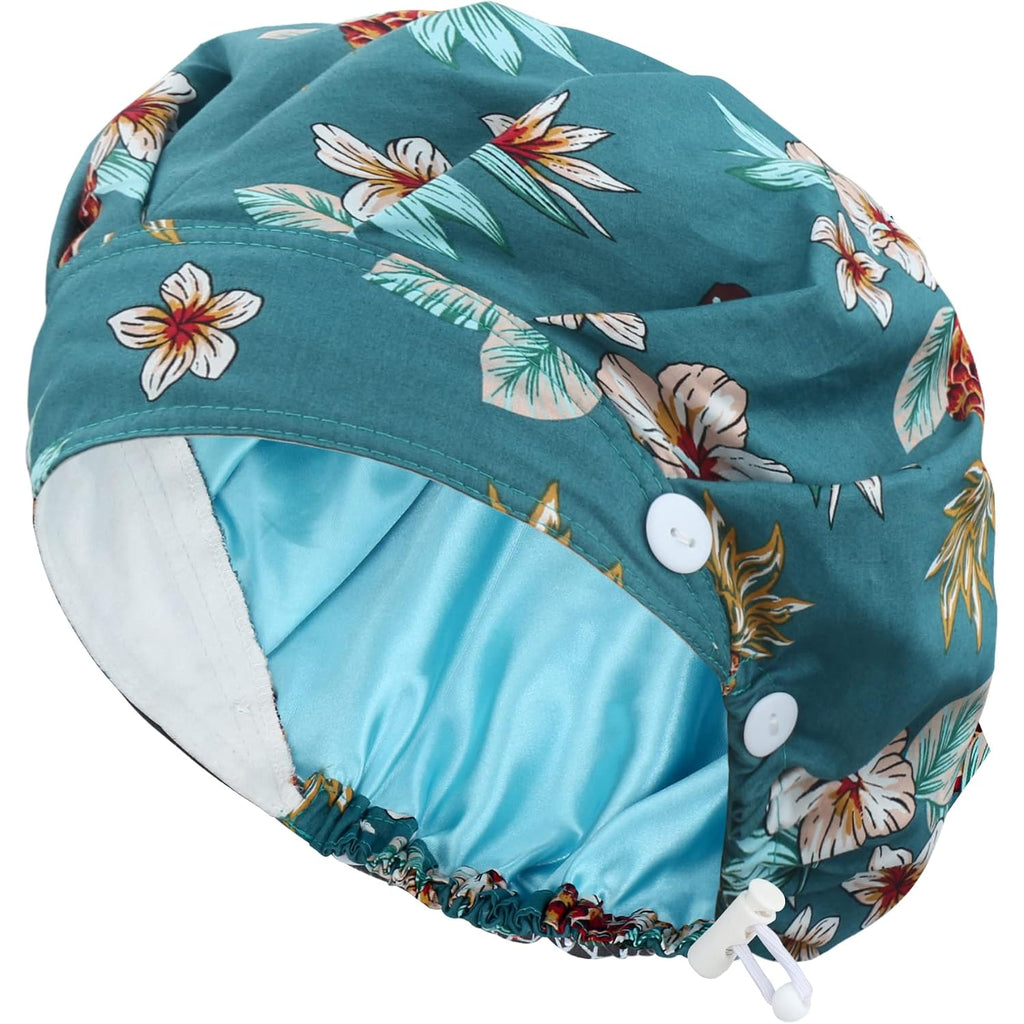 Bouffant Caps With Button And Sweatband, Adjustable Scrub Caps For Women Men, One Size Multi Color