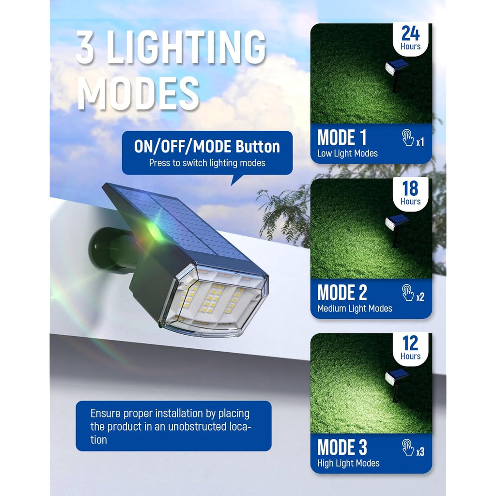 Solar Spot Lights Outdoor Waterproof, Solar Spotlights, 4 Packs, Cool White | 63 Led, 3 Lighting Modes, 120° Adjustable Solar Landscape Lights For Yard, Garden, House, Garage, Pathway