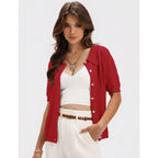 Short Sleeve Button Down Shirt for Women Lapel Lightweight Collared Blouses 2026 Summer Casual Cotton Tops