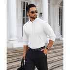 Mens Dress Shirts Wrinkle Free Dress Shirts For Men Long Sleeve Button Down Shirts Banded Collar Shirts