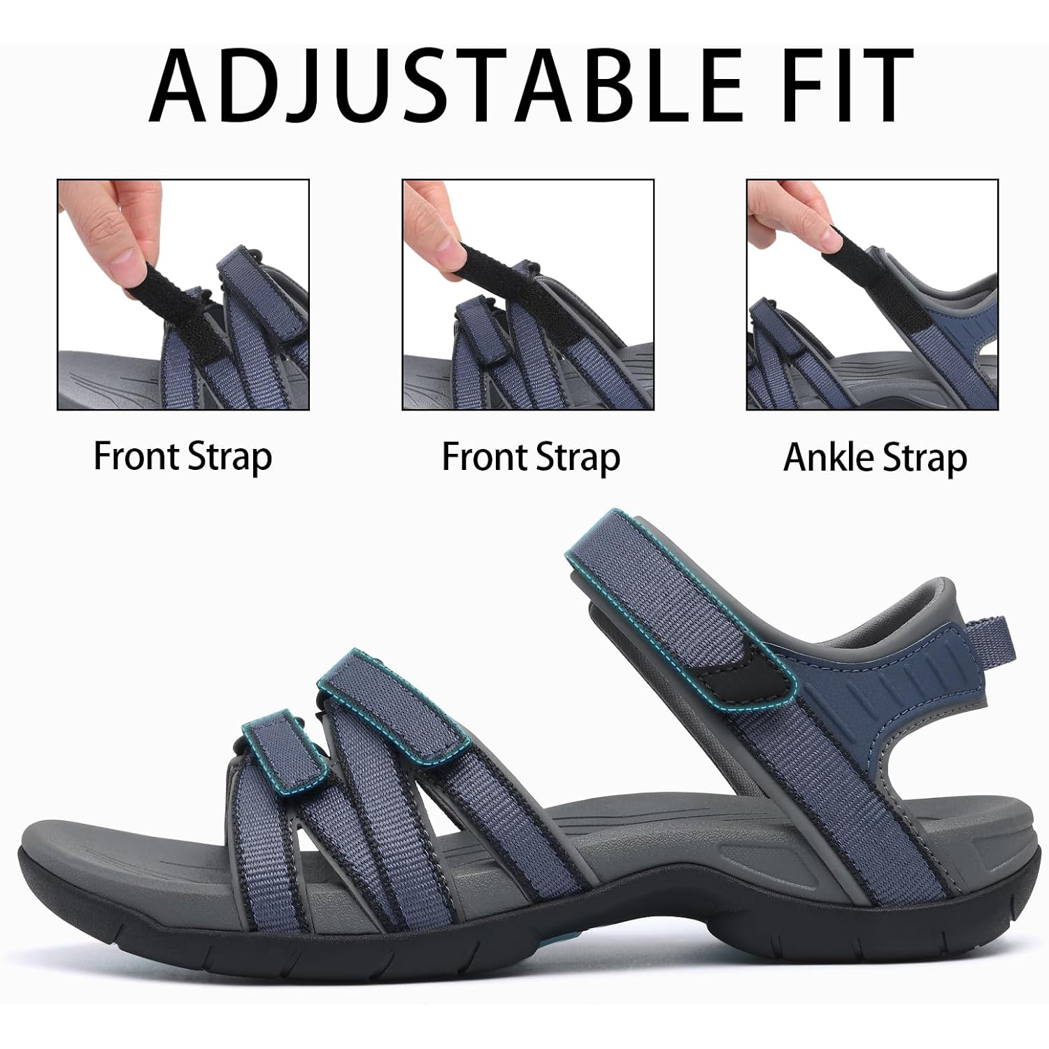 Shevalues Hiking Sandals For Women Comfortable Outdoor Walking Sport Sandal With Adjustable Straps And Arch Support